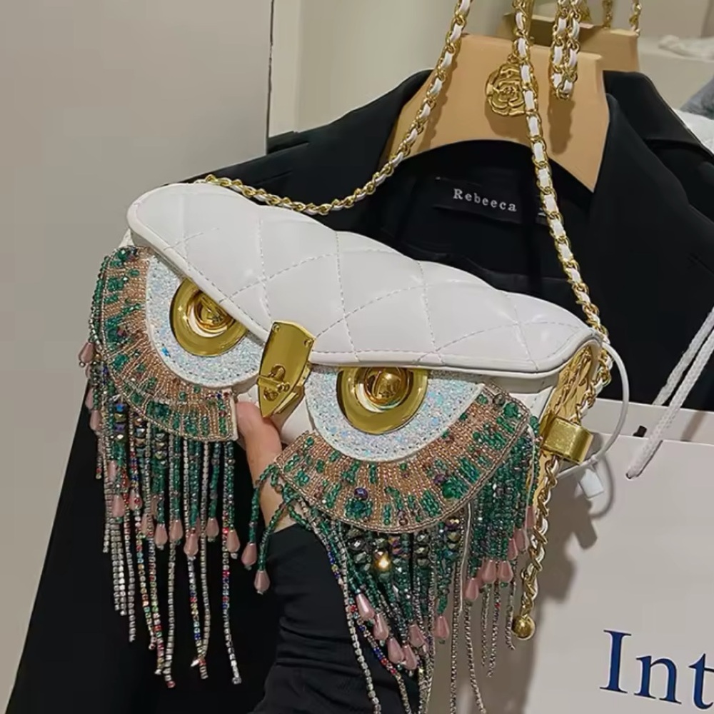 Cute Owl Luxury Handbag Fashion Tassel Crossbody Animal Print Shoulder Bag
